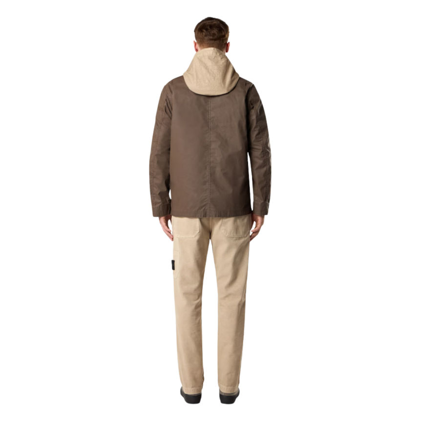 Veste saharienne STONE ISLAND toile de coton polyester enduite cire marron