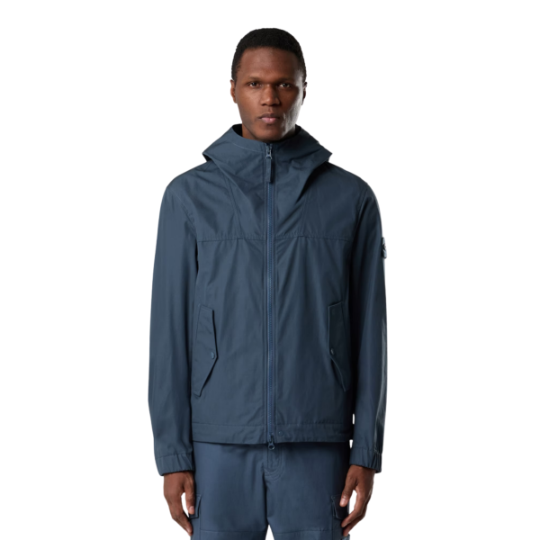 Veste à capuche STONE ISLAND en toile de coton bleu ardoise CANVAS Collection Ghost