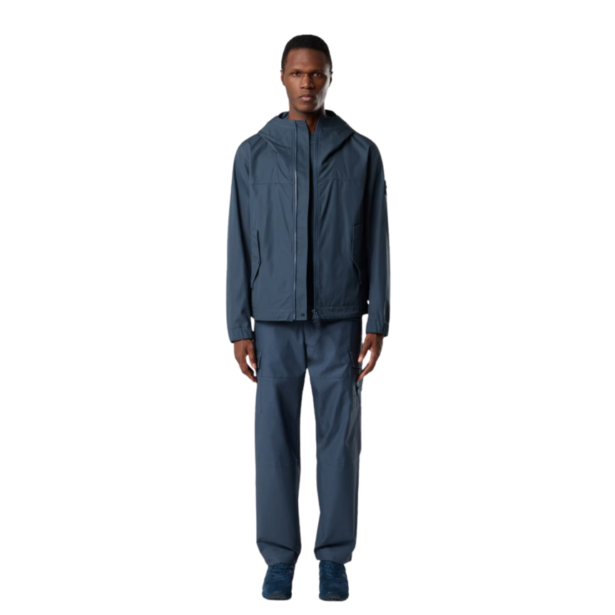 Veste à capuche STONE ISLAND en toile de coton bleu ardoise CANVAS Collection Ghost