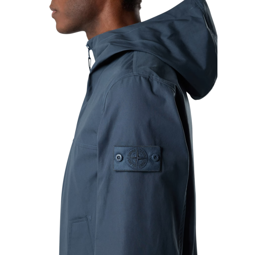 Veste à capuche STONE ISLAND en toile de coton bleu ardoise CANVAS Collection Ghost