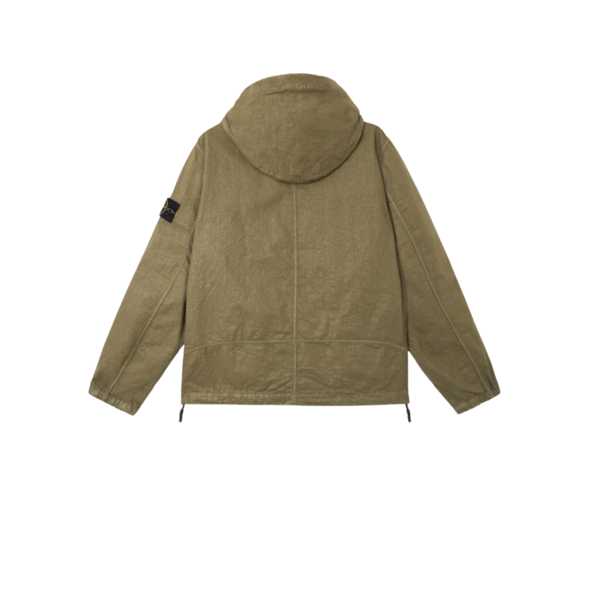 Veste à capuche zippée STONE ISLAND col montant nylon Panama kaki