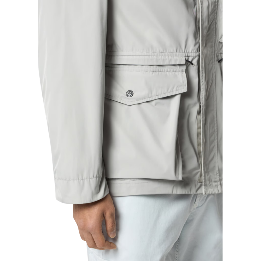 Parka courte à capuche STONE ISLAND polyester micro twill gris perle