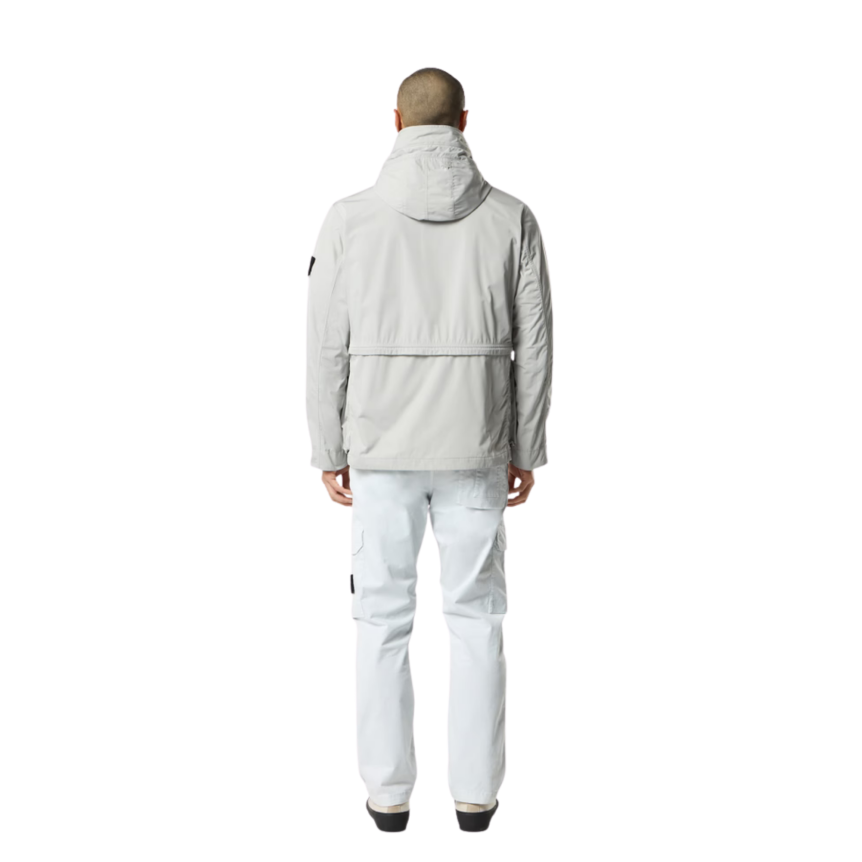 Parka courte à capuche STONE ISLAND polyester micro twill gris perle