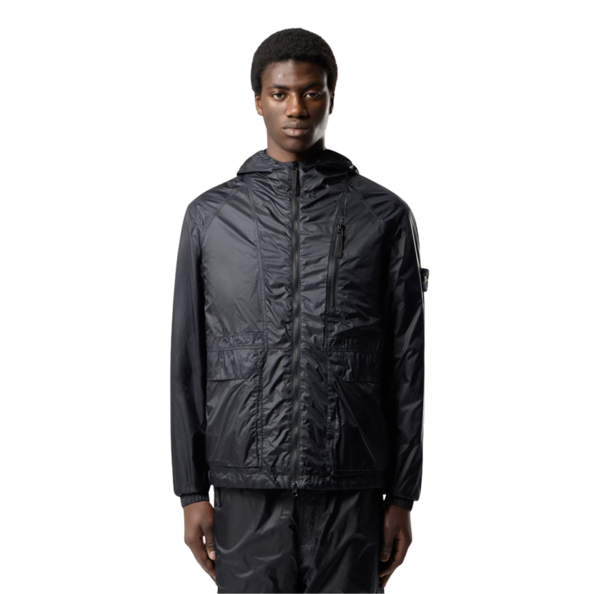 Veste à capuche zippée STONE ISLAND nylon ripstop CORDURA® bleu marine
