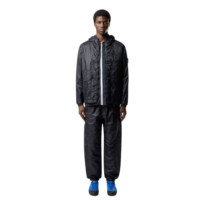 Veste à capuche zippée STONE ISLAND nylon ripstop CORDURA® bleu marine