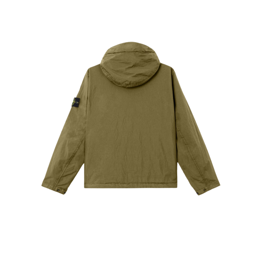 Veste à capuche zippée  STONE ISLAND nylon reps recyclé Crinkle kaki