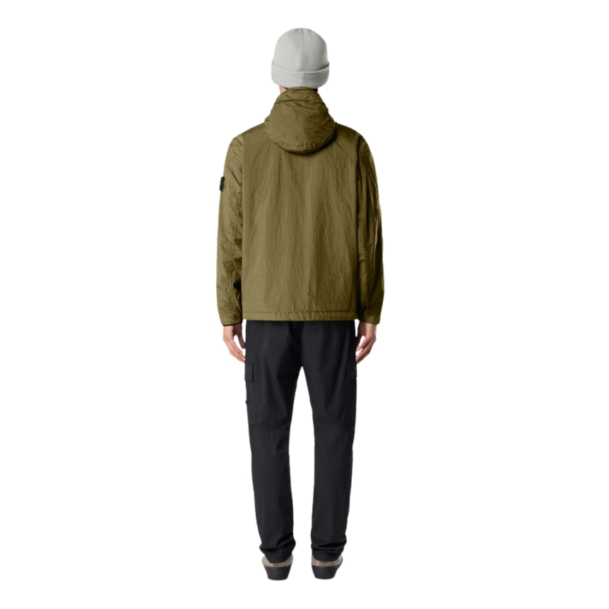 Veste à capuche zippée  STONE ISLAND nylon reps recyclé Crinkle kaki