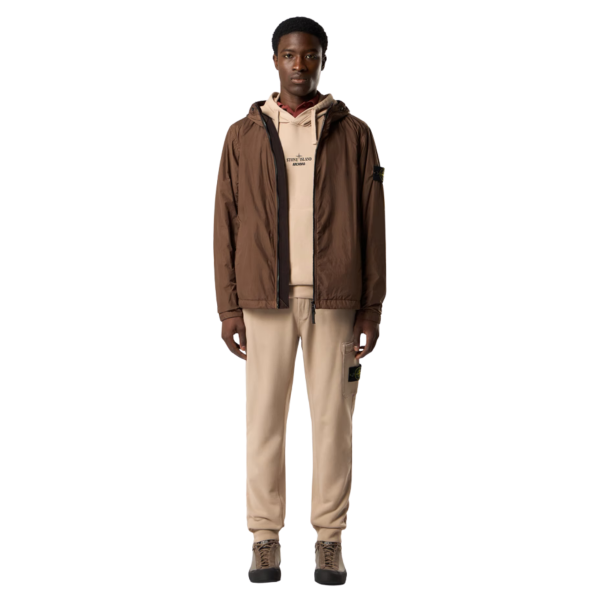 Veste à capuche zippée  STONE ISLAND nylon reps recyclé Crinkle marron