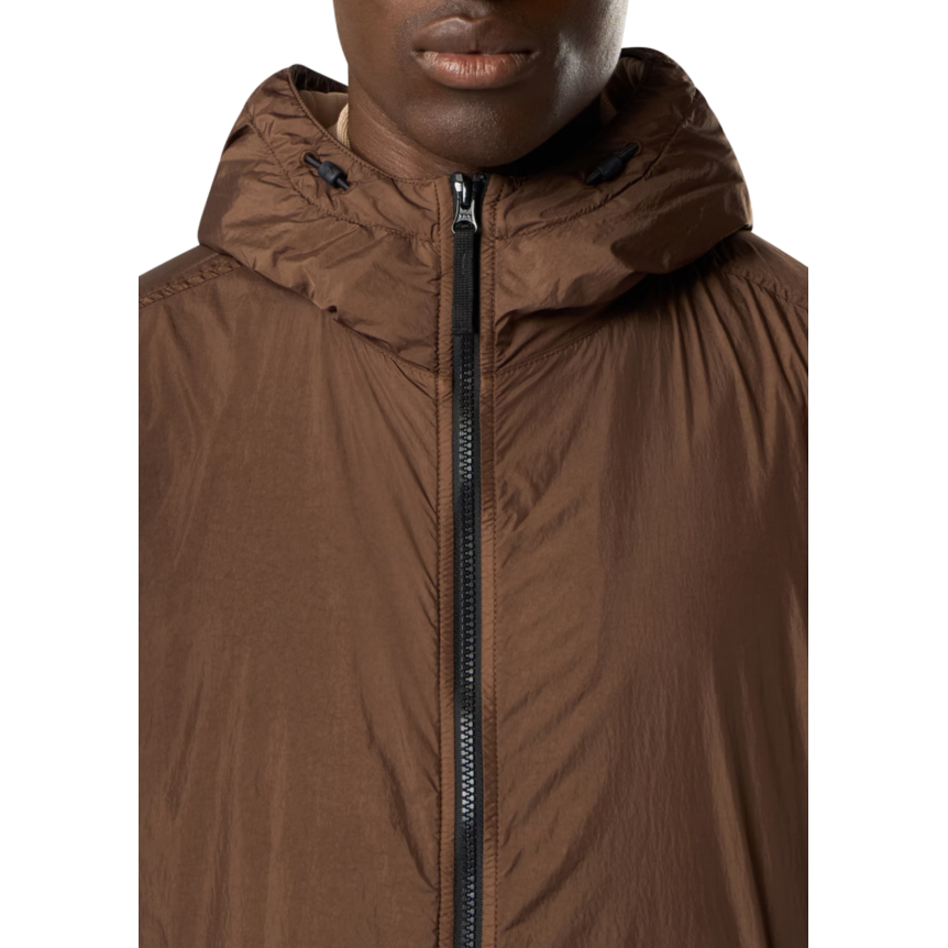 Veste à capuche zippée  STONE ISLAND nylon reps recyclé Crinkle marron