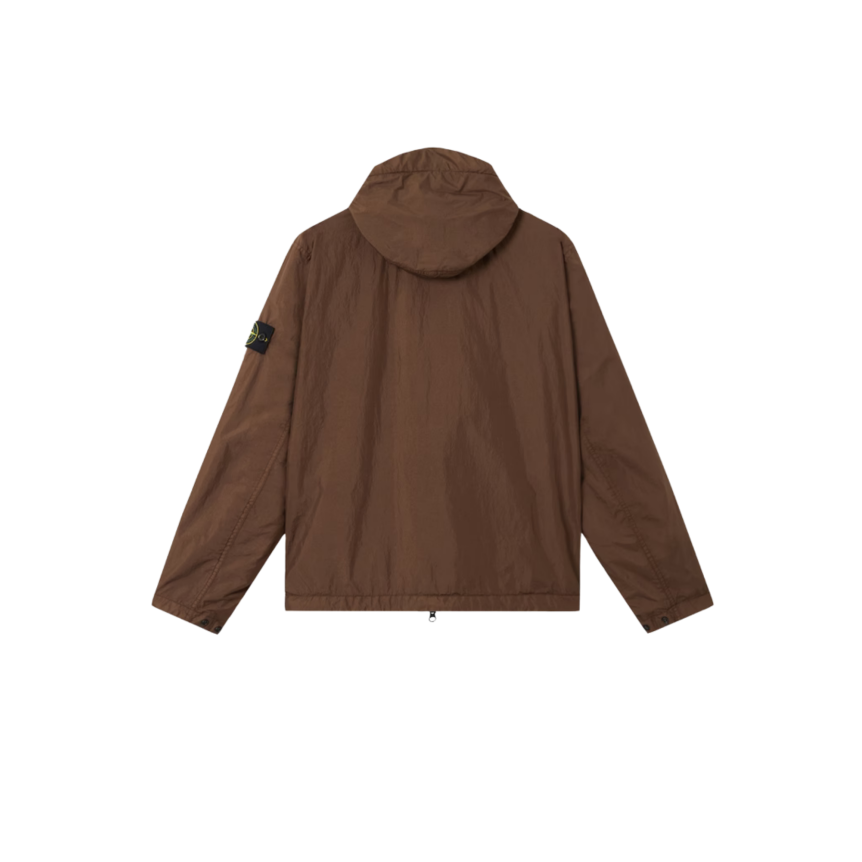 Veste à capuche zippée  STONE ISLAND nylon reps recyclé Crinkle marron