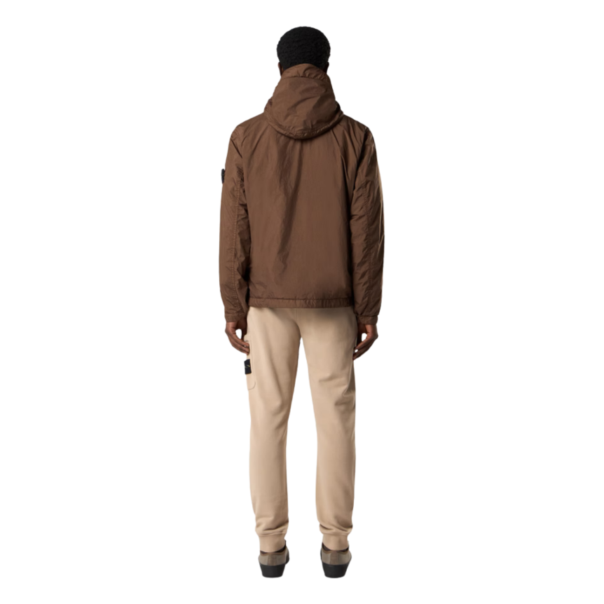 Veste à capuche zippée  STONE ISLAND nylon reps recyclé Crinkle marron