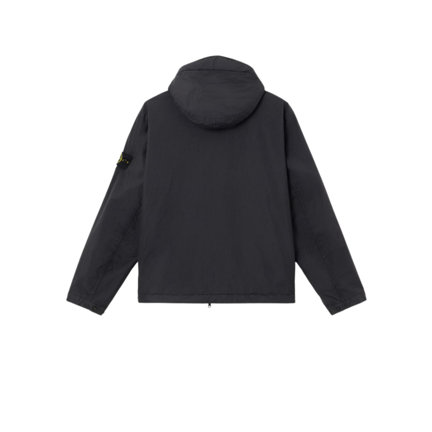 Veste à capuche zippée  STONE ISLAND nylon reps recyclé Crinkle noir