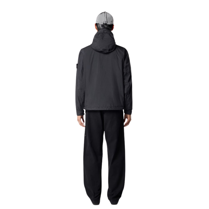 Veste à capuche zippée  STONE ISLAND nylon reps recyclé Crinkle noir