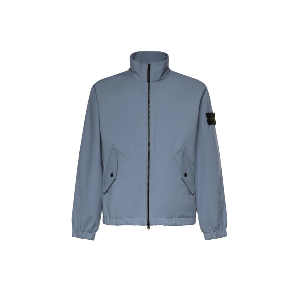 Blouson zippé col montant STONE ISLAND Softshell nylon bleu jeans