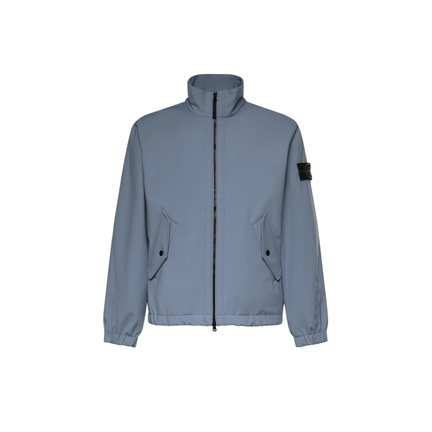 Blouson zippé col montant STONE ISLAND Softshell nylon bleu jeans
