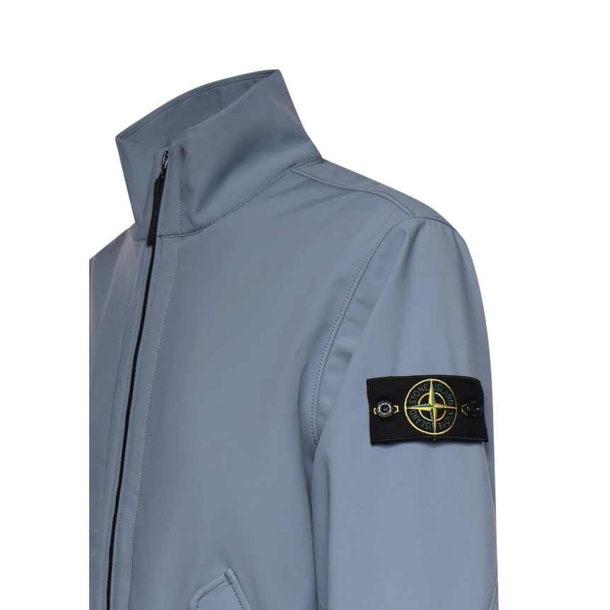 Blouson zippé col montant STONE ISLAND Softshell nylon bleu jeans