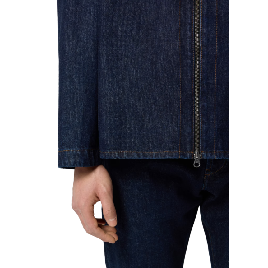 Surchemise ample zippée STONE ISLAND coton denim brut bleu indigo