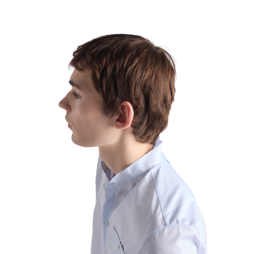 Chemise manche longue PRADA Col mandarin coton bleu ciel bord brut