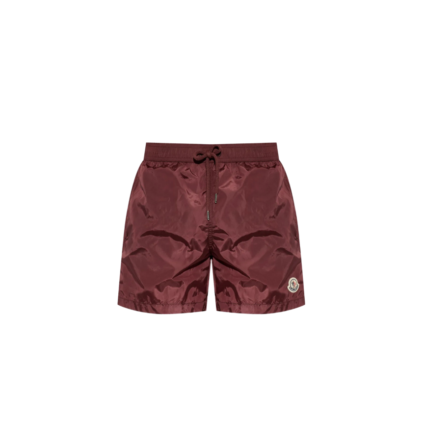 Short de bain MONCLER nylon bordeaux logo