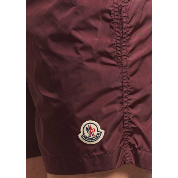 Short de bain MONCLER nylon bordeaux logo