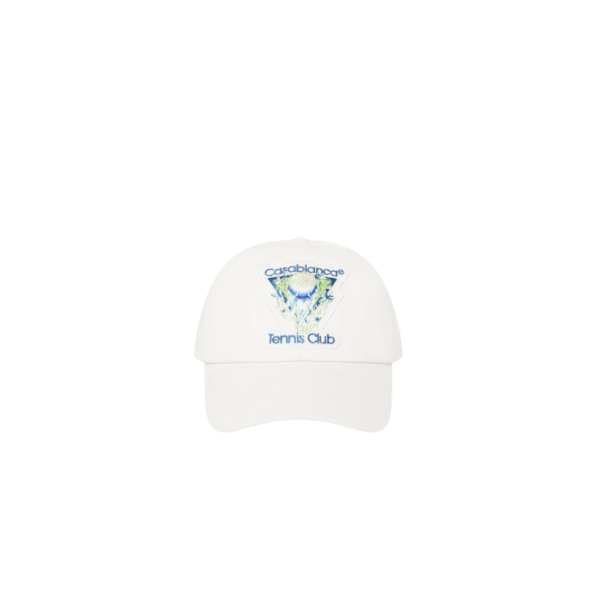 Casquette coton blanc CASABLANCA the art of serve tennis club jaune bleu