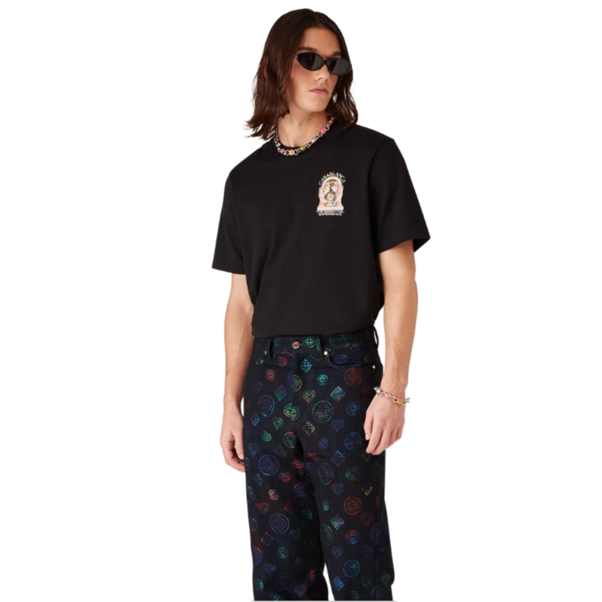 T‑shirt à manches courtes CASABLANCA coton noir Essential Experience L'Arche Logo