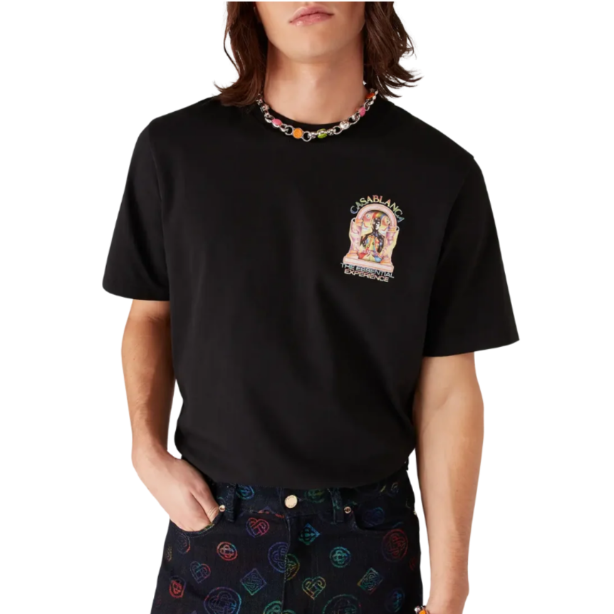 T‑shirt à manches courtes CASABLANCA coton noir Essential Experience L'Arche Logo