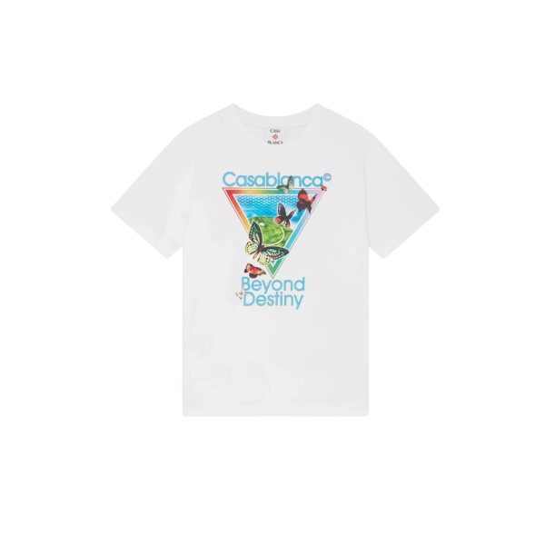 T‑shirt col CASABLANCA rond à manche courte coton blanc Tennis Club Beyond Destiny