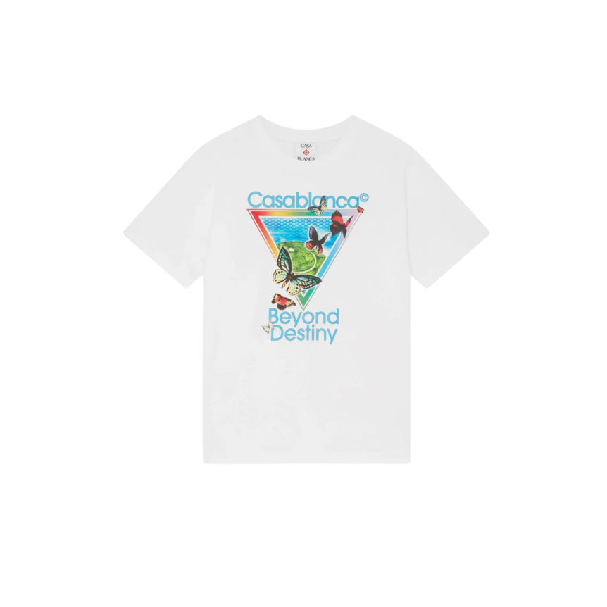 T‑shirt col CASABLANCA rond à manche courte coton blanc Tennis Club Beyond Destiny