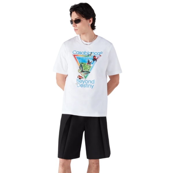 T‑shirt col CASABLANCA rond à manche courte coton blanc Tennis Club Beyond Destiny
