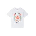T‑shirt col rond à manche courte coton blanc Casa Way logo orchidée