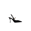 Escarpins à bride arrière daim cuir nappa noir logo DG doré