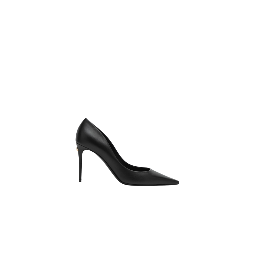 Escarpins DOLCE & GABBANA talon cuir noir logo DG doré