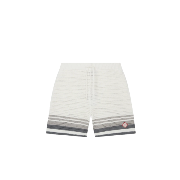 Short CASABLANCA Tennis coton crochet blanc bande grise
