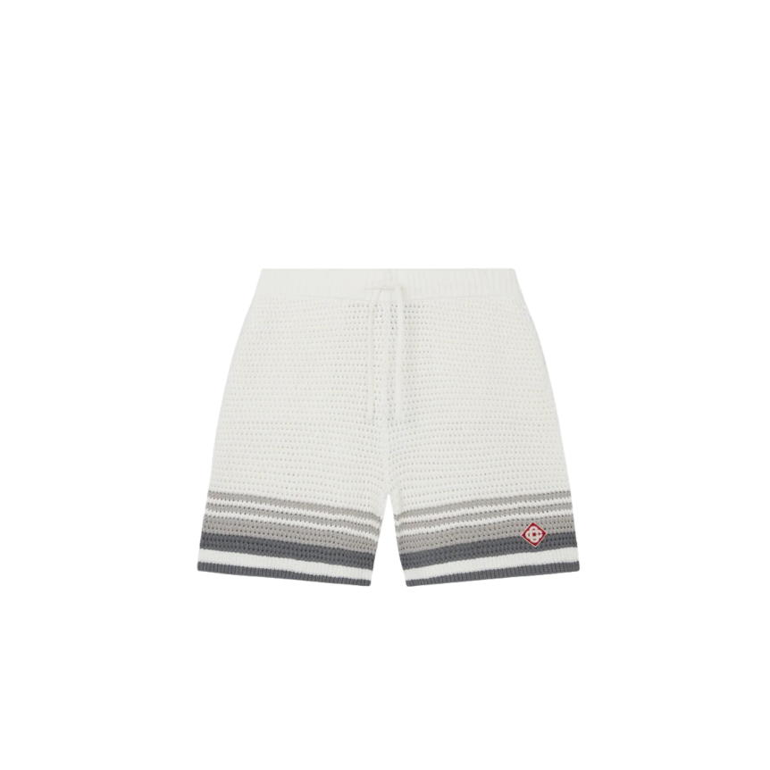Short CASABLANCA Tennis coton crochet blanc bande grise