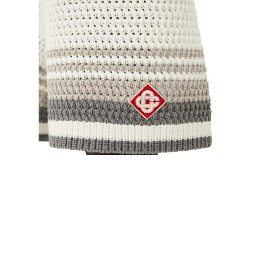 Short CASABLANCA Tennis coton crochet blanc bande grise