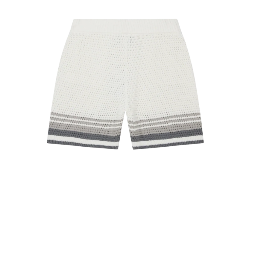 Short CASABLANCA Tennis coton crochet blanc bande grise