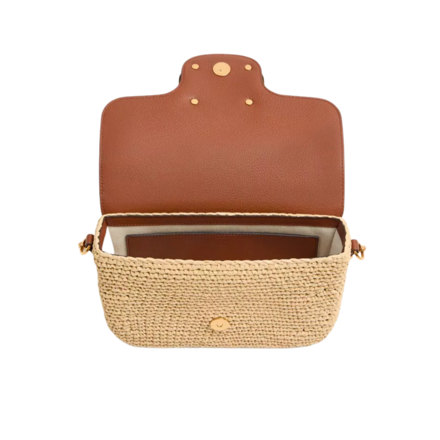 Sac porté épaule VALENTINO Alltime raphia cuir grainé bandoulière ruban broderie Cherryfic