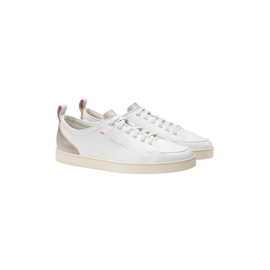 Basket basse sneaker SANTONI Off Duty cuir blanc