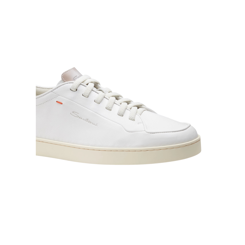 Basket basse sneaker SANTONI Off Duty cuir blanc
