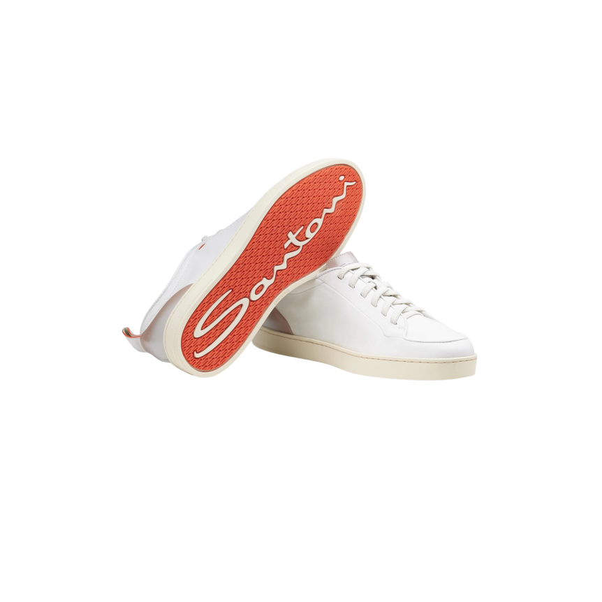 Basket basse sneaker SANTONI Off Duty cuir blanc