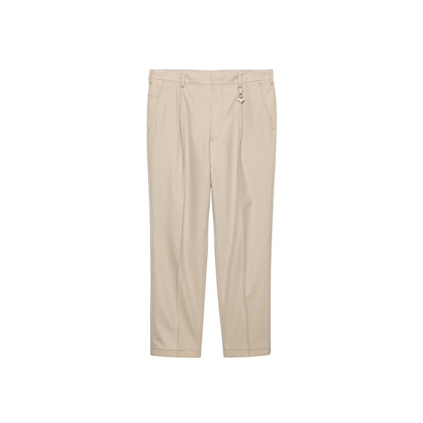 Pantalon ajusté PRADA coton beige porte clé triangle