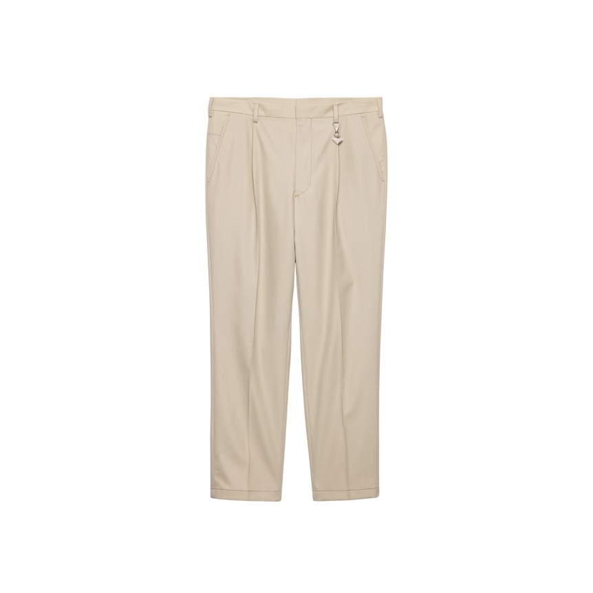 Pantalon ajusté PRADA coton beige porte clé triangle