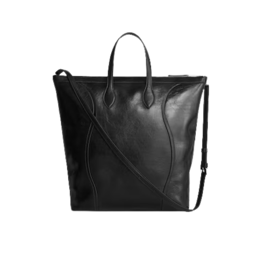 Sac cabas vertical CELINE cuir noir poche zippée argentée bandoulière