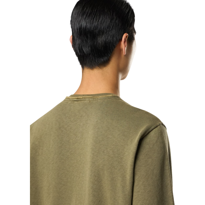 Sweat-shirt ras-du-cou STONE ISLAND coton flammé kaki