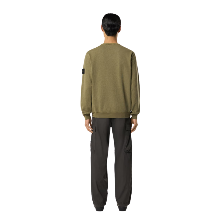 Sweat-shirt ras-du-cou STONE ISLAND coton flammé kaki