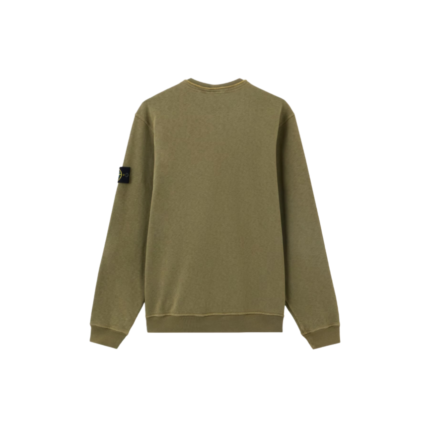Sweat-shirt ras-du-cou STONE ISLAND coton flammé kaki