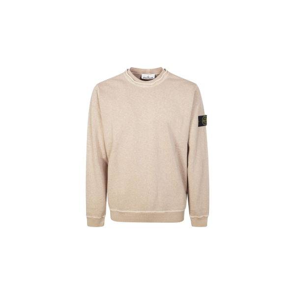 Sweat-shirt ras-du-cou STONE ISLAND coton flammé beige