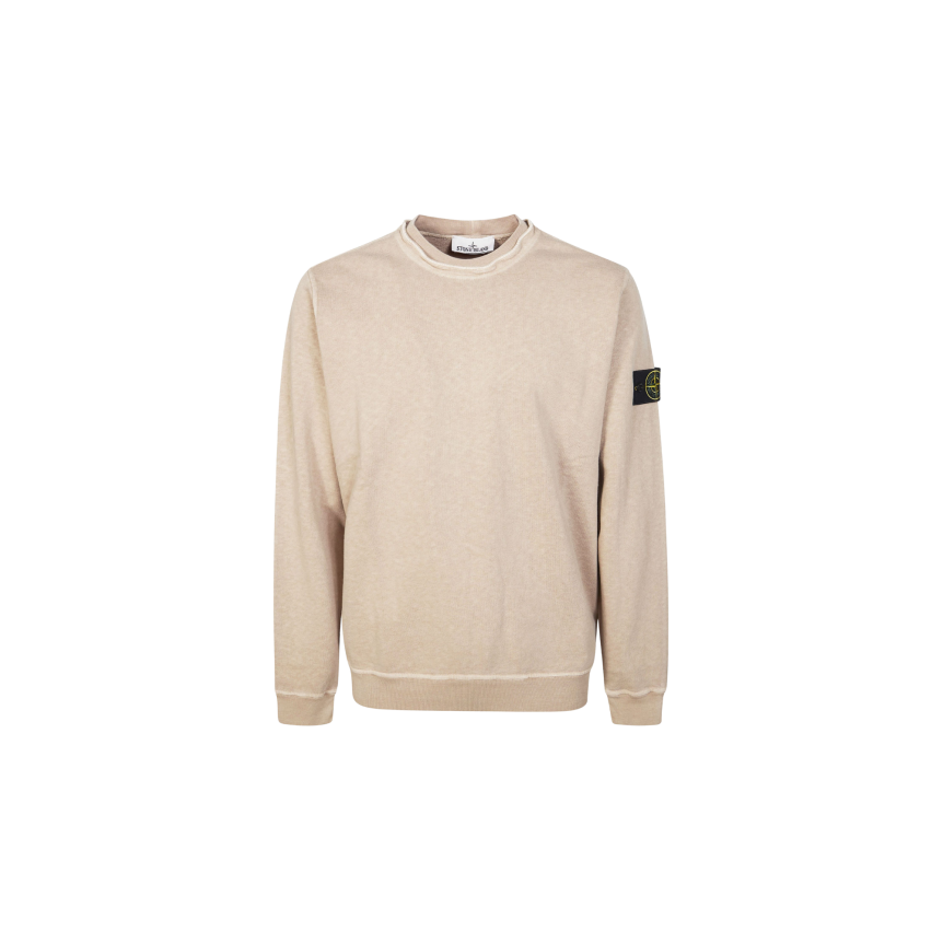 Sweat-shirt ras-du-cou STONE ISLAND coton flammé beige