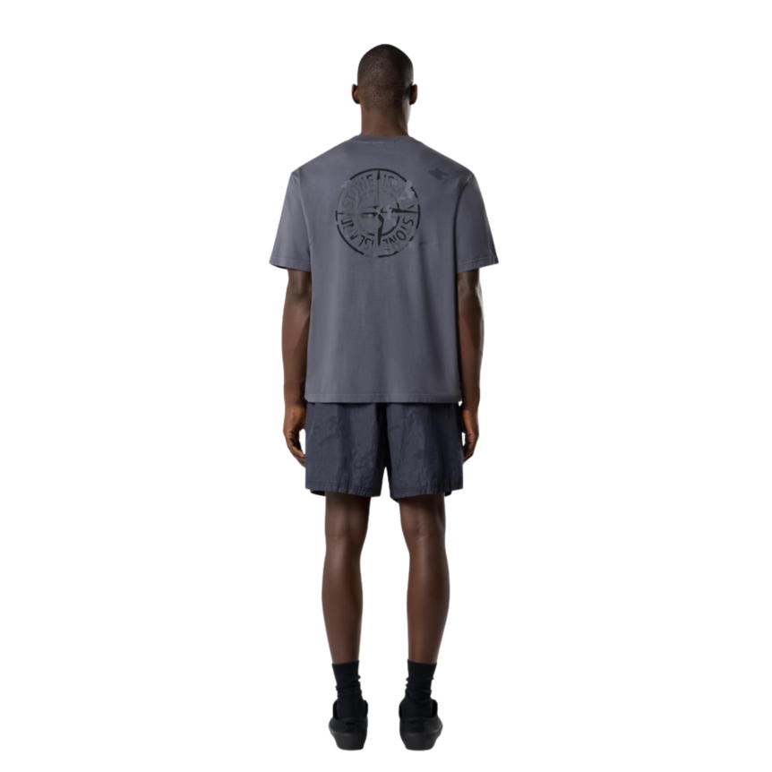 T-shirt manche courte STONE ISLAND jersey coton bio gris boussole camouflage dos